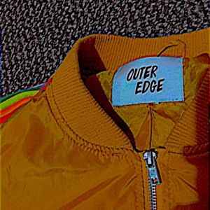 Yellow , rainbow string jacket ..